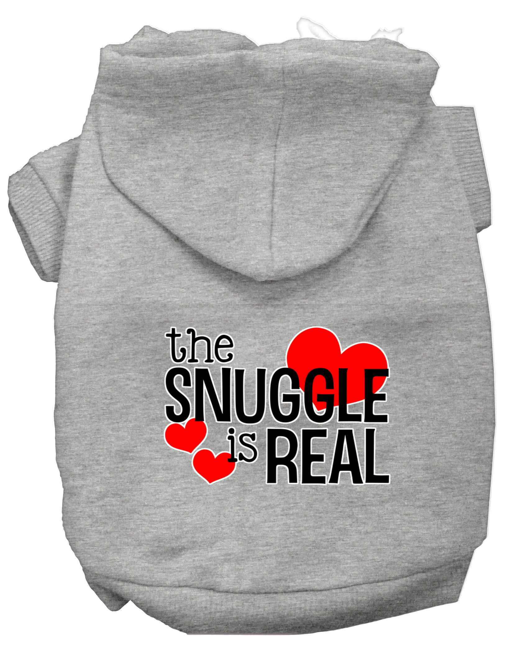The Snuggle is Real Screen Print Dog Hoodie Grey XS